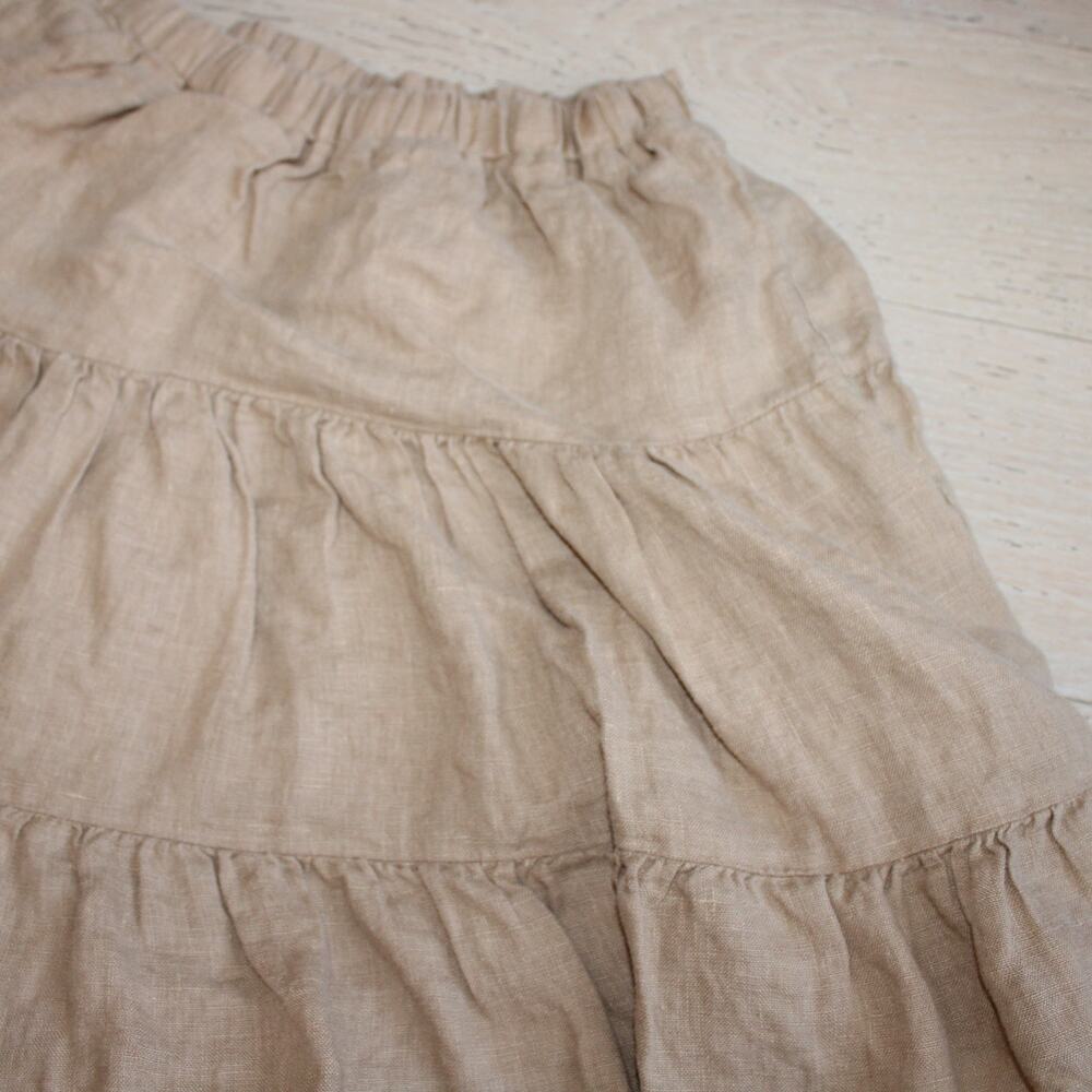 NOCTURNE -NwoT- Tiered Linen Beige Ruffle Mini Skirt | Small - Picture 3 of 8